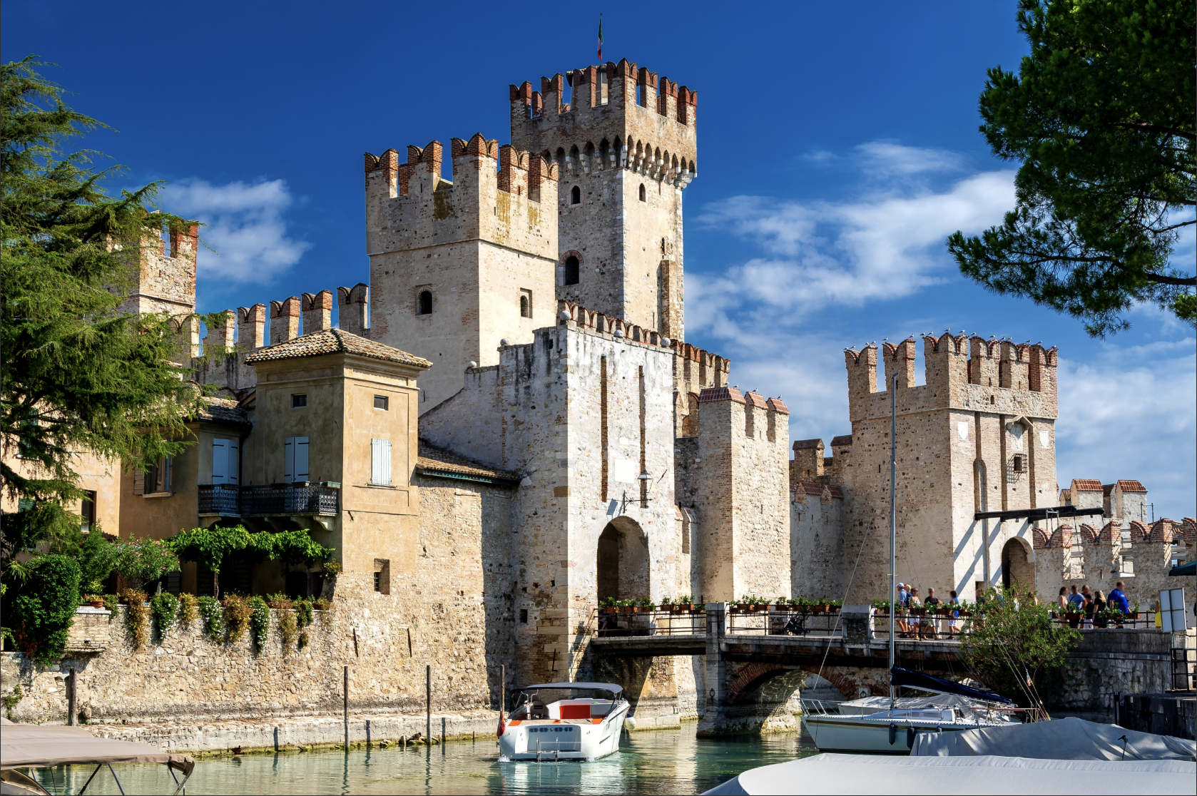 A castle on a river in Italy 